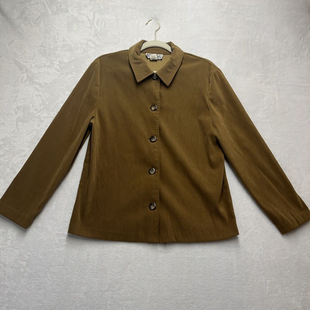 Briggs Suede Style Button Jacket‎ Women's Sz Medium Brown